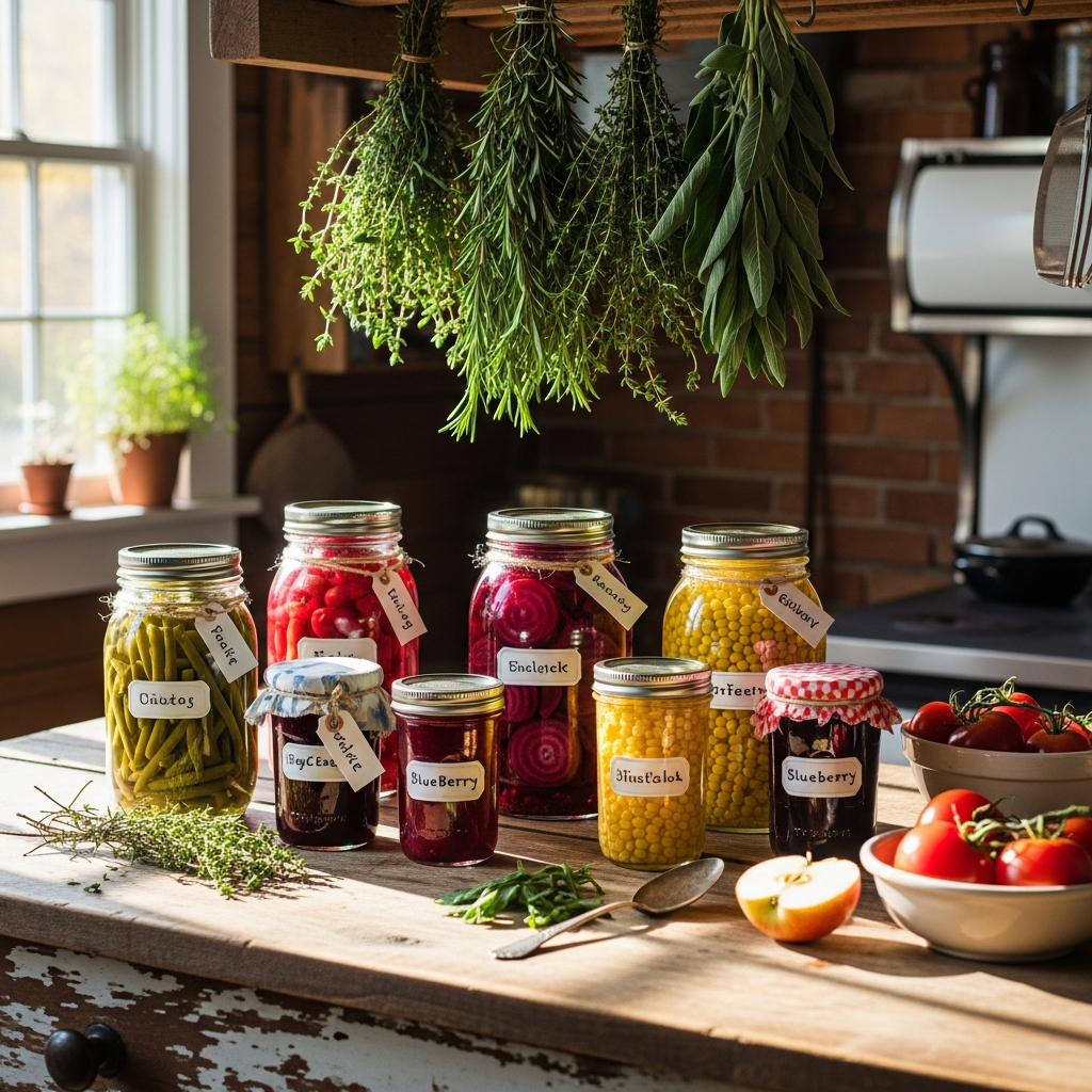 Maine kitchen with preserved foods